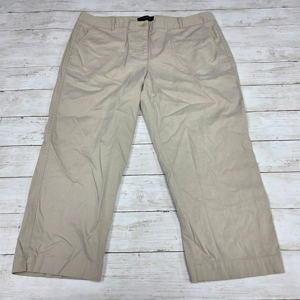 Talbots Signature Crop Pants Straight Leg Womens 14 Khaki Tan Mid Rise Chino